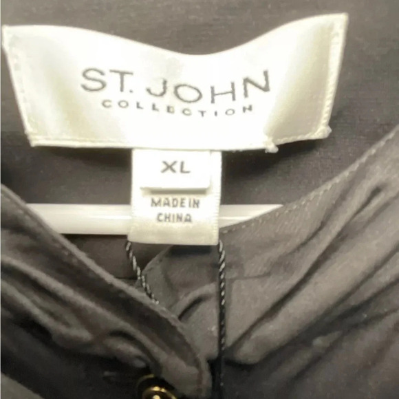 ST JOHN Black Button Up Blouse Sheer Long Sleeve Size XL Business Preppy New - Picture 5 of 8